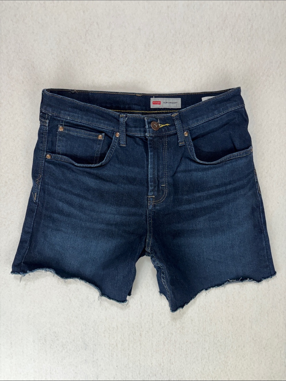 WRANGLER Indigo Blue Raw Hem Cut Off Denim Shorts Sz 30